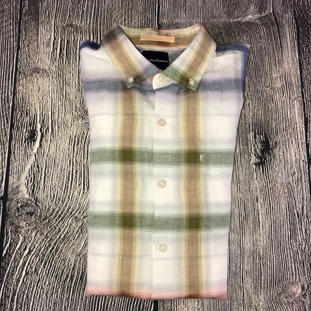 Tommy Bahama Linen Chaveta Plaid Shirt Size Large - Picture 7 of 7